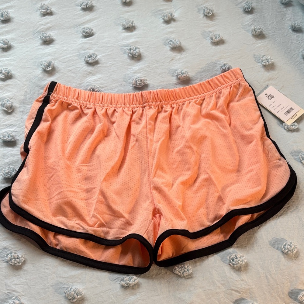 Peach Kids Cheerleading Shorts with Black Trim